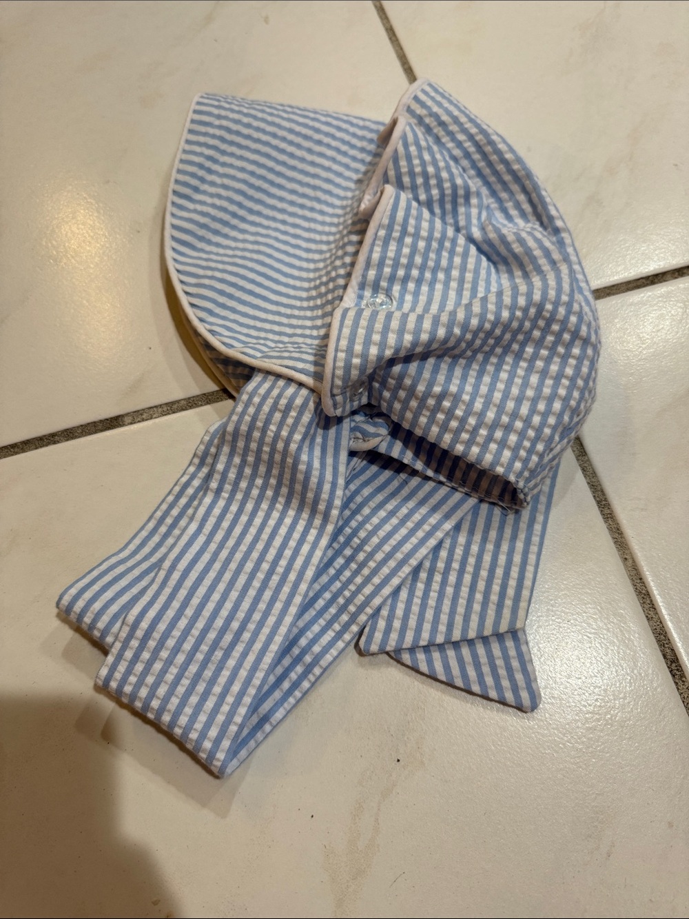 Kids Blue & White Striped Sun Hat Bonnet - Lightweight Summer Accessory